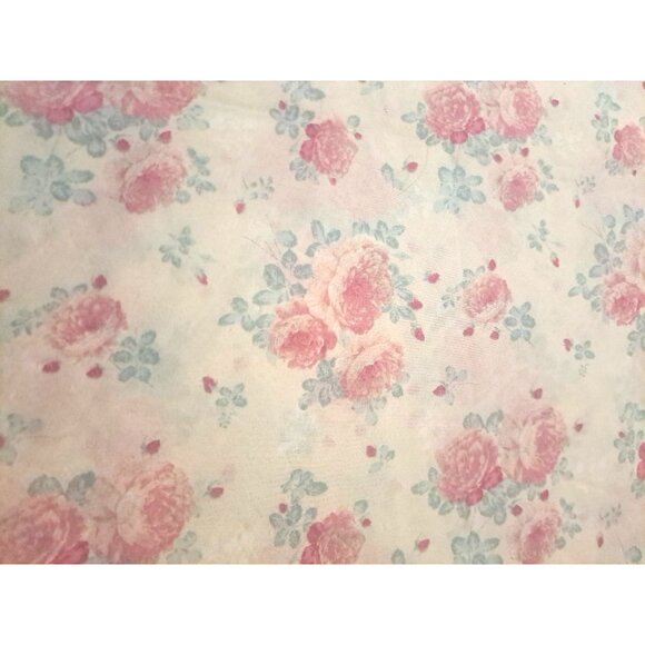 Twin Flat Sheet Pink Peony Cottage Coquette Morgan Home White Polyester - Picture 2 of 3